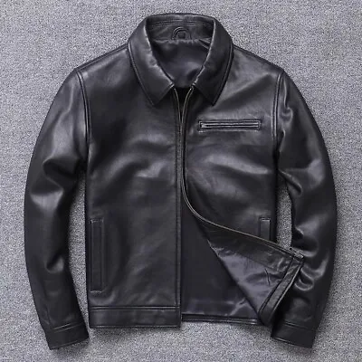 Buy Men's Fashion Real Lambskin Leather Biker Motorcycle Black Slim Fit Jacket • 29£
