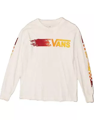Buy VANS Womens Classic Fit Graphic Top Long Sleeve UK 14 Large Off White AZ14 • 9.99£