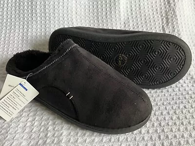 Buy Mens Memory Foam Comfy Lined Slippers - Black Size 13.5-14.5 UK • 15.50£