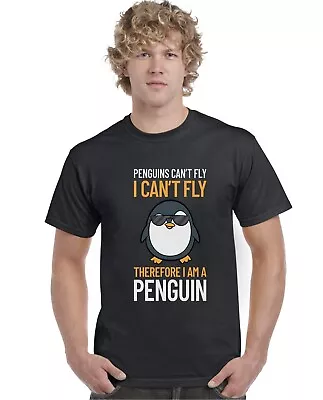 Buy Penguins Can't Fly I Can't Fly Funny Adults T-Shirt Mens Ladies Tee Top • 9.95£