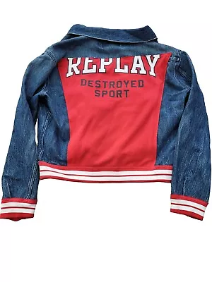 Buy Replay Destroyed Sport Denim Jacket Size Small • 40£