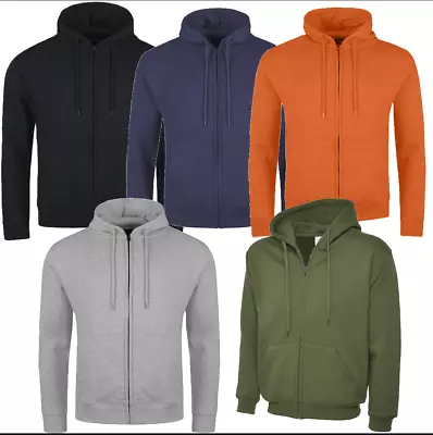Buy Men's Plain Full Zip Up Hooded Hoodie Top Fleece Zipper Sweatshirt Hoody Jumper • 14.95£