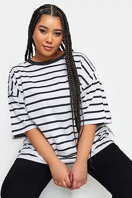 Buy YOURS Curve Plus Size Stripe Oversized Boxy T-Shirt • 19.99£