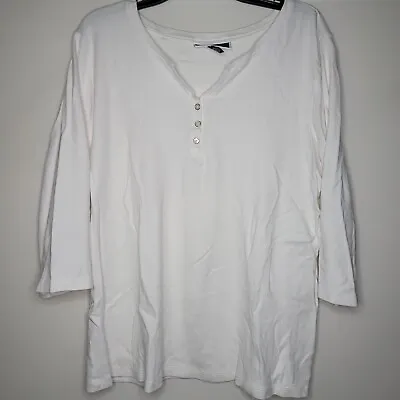 Buy Karen Scott Womens Mid Sleeve White Tshirt Size 2XL • 11.28£