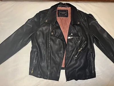 Buy CI SONO By CAVALINI VTG Women's Size LARGE BLACK FAUX LEATHER MOTORCYCLE JACKET • 9.46£