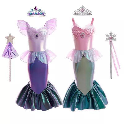 Buy Kids Girls Lovely Mermaid Ariel Costume Cosply Princess Party Fancy Dress Up UK • 4.39£