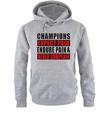 Buy Comedy Shirts - Champions Expect Pain - Men's Hoodie Fitness Sport • 18.89£