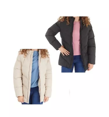 Buy Girls Fluid Lightweight Puffer Jacket With Grown-On Hood And Zip Fastening • 22.20£