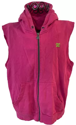 Buy DC Vest Sweatshirt Pink Zip Up Women's Size Medium Green Logo Pockets  • 14.17£