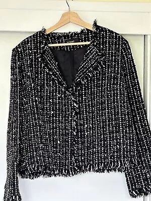 Buy M&S Autograph Designer-style Black & White Tweed Ladies Jacket • 0.99£