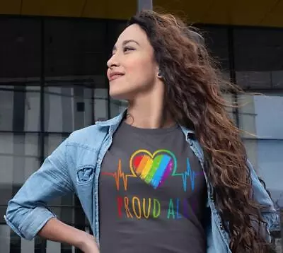 Buy Women's Proud Ally LGBT T Shirt LGBT Support Shirt Friends Heart Shirts Inspirat • 22.02£