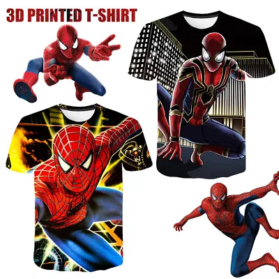 Buy Boys Kids Spider-Man Short Sleeve T-Shirt Tops Summer Holiday Cosplay Tee Shirt • 7.83£
