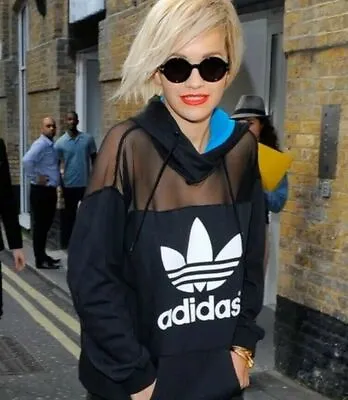 Buy Adidas Rita Ora Black Mesh Detail Hoodie - Size 12 • 65£