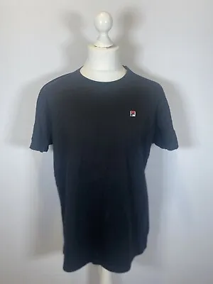 Buy FILA T-shirt L Black Logo Short Sleeve Round Neck Cotton Mens • 8£