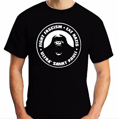 Buy St.Pauli T-Shirt Fight Fascism Eat Nazi | Free UK Delivery Black Adult Top Black • 12.99£