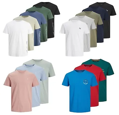 Buy Men 3 & 5 Multi Pack T Shirts Jack Jones Tee Smart Logo Branded Cotton Top S-2XL • 34.99£