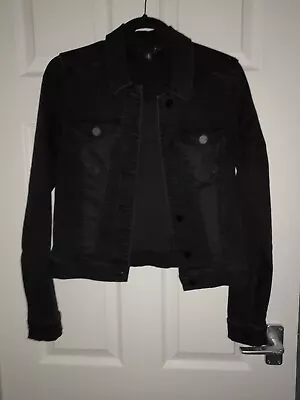 Buy Black Wash Denim Jacket Size 6 • 12.50£