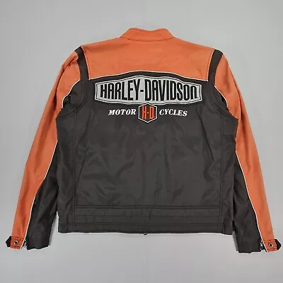 Buy Harley Davidson Mens Jacket Black Orange Large Riding Bomber Big Logo Nylon • 44.99£