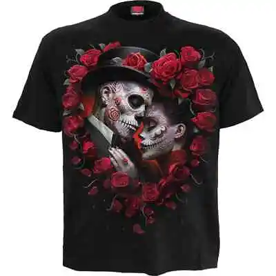 Buy SPIRAL DIRECT BE MINE T SHIRT Dead Of Day Tattoo Love Skeletons ValentinesTop • 14.98£