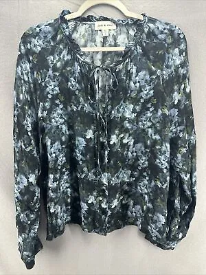 Buy Anthropologie Cloth And Stone Floral Ruffled Button Down Long Sleeve Top Size XL • 20.79£