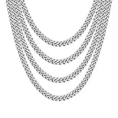 Buy Men's 9mm Stainless Steel 18-24 Inch Cuban Curb Chain Necklace • 11.99£