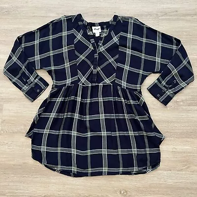 Buy LED Luxe Essentials Denim Maternity Plaid Tunic Top Peasant Blue Green Size M • 12.30£