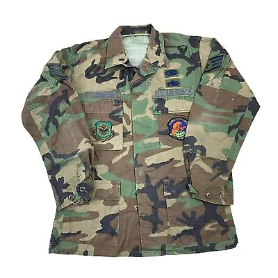 Buy US Air Force Green Military Jacket Regular Camouflage Button Up Mens Small • 19.99£