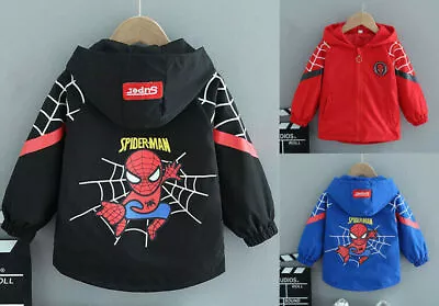Buy Baby Kids Boys Autumn Spring Spiderman Hoodie Trench Coat Wind Jacket Outerwear  • 14.88£