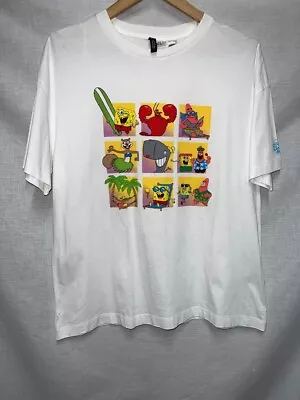 Buy Mens H&M White Mix SpongeBob SquarePants T-Shirt UK M -CG S89 • 6.39£