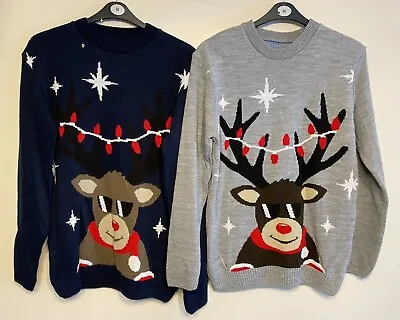 Buy Mens Christmas Jumper Funny Novelty Xmas Pullover Sweater Knitted Santa Reindeer • 12.99£