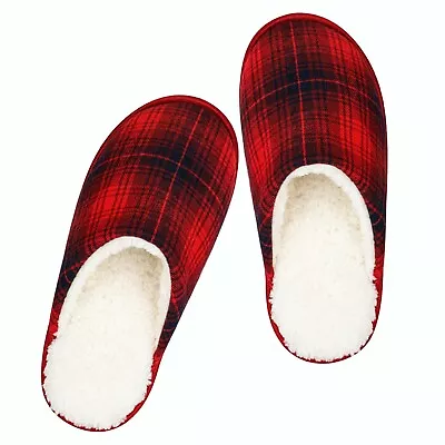 Buy Mens Womens Ladies Fluffy Slippers Fleece Lined House Slippers Indoor Shoes Size • 7.53£