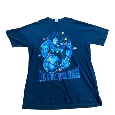 Buy Vintage Looney Tunes Taz T Shirt Mens Blue Extra Large XL Graphic Cartoon 145 • 14.99£