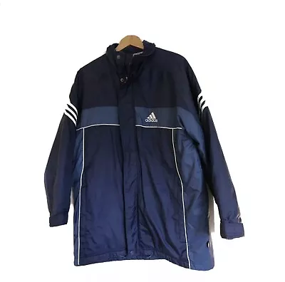 Buy Vintage Retro Adidas Mens Waterproof Football Jacket Coat Blue • 15£