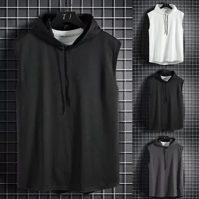 Buy Men Sleeveless Tank Top Casual T-Shirt Hoodie Sweatshirt Gym Hoodies Comfortable • 12.05£