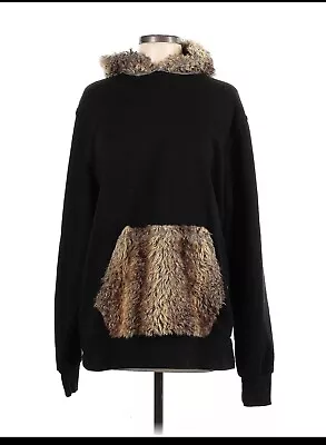 Buy True Rock Women Black Hoodie Faux Fur  Pullover Size L • 11.37£