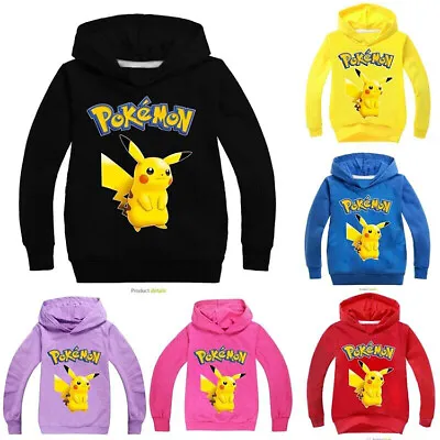 Buy 2023 Kids Pokemon GO Pikachu Casual Hoodie Sweatshirt Jumper Youtube Hooded Top • 8.89£