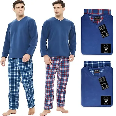 Buy Mens Pyjamas Fleece Set Suit Full Length Long Sleeve Loungewear Nightwear Pjs • 16.99£