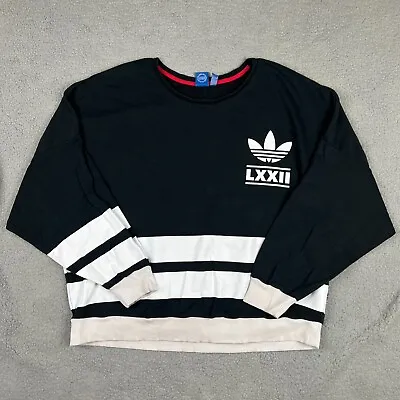Buy Adidas LXXII Sweater Women Extra Large Black White Berlin Stripe 3 Dolman Sleeve • 22.67£