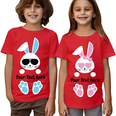 Buy Personalised Any Name Bunny Rabbit Easter Egg Boys Girls Kids T-Shirts #DNE • 7.59£