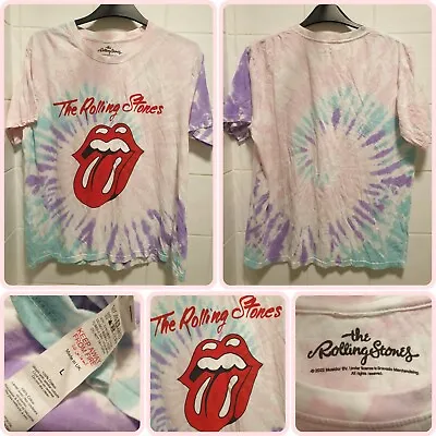 Buy The Rolling-Stones Tie-Dye Shirt Large Blue Official Merch Made In England • 29.99£