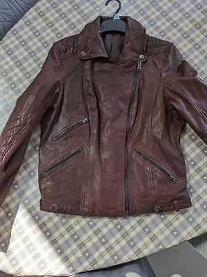 Buy Burgundy Leather Jacket • 40£