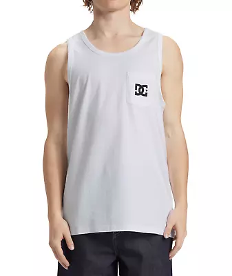 Buy Dc Shoes Mens Vest. Star Pocket White Cotton Sleeveless Gym Tank Top T Shirt S24 • 21.99£