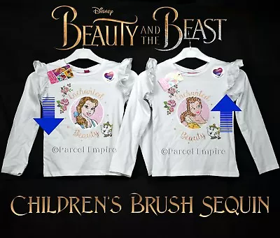 Buy Beauty And The Beast The Amazing BRUSH SEQUIN Reversible T-SHIRT Belle Disney® • 9.99£