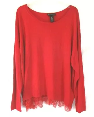 Buy Lane Bryant Sweater Red Sz 26/28 Long Sleeve Lace Trim Holiday Womens CB93C • 19.10£