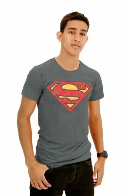 Buy Adult Men's DC Comics Siper Hero  Superman Original Logo Steel Gray T-shirt Tee • 27.41£