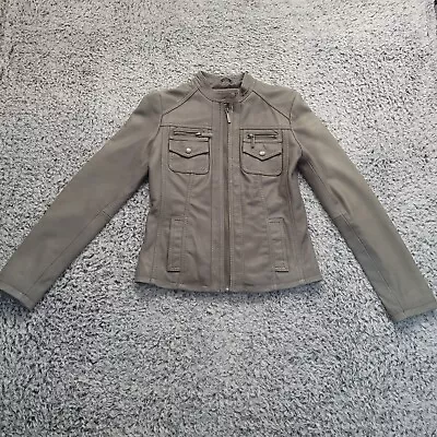 Buy Michael Kors Jacket Women Small Gray Leather Moto Soft Zip Up Bikercore Casual • 56.82£