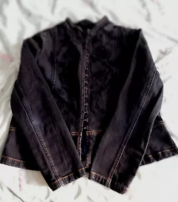 Buy Dorothy Perkins Denim Jacket Military Gothic Steam Punk Indigo Size Uk 18 Eur 46 • 5.95£
