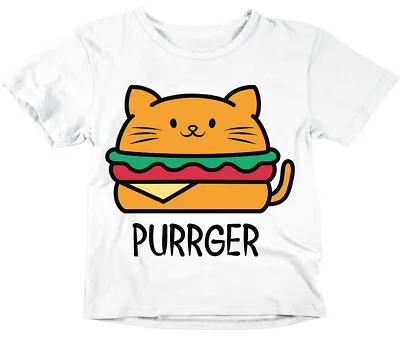 Buy Purrger Funny Cat Pun Burger Kids Boys Girls T-Shirt - Kitty Cute Lol  • 8.99£