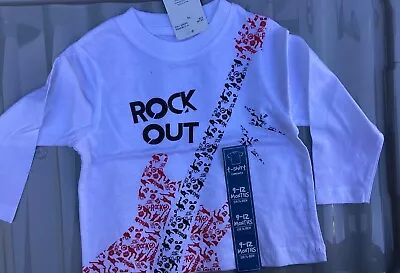 Buy Baby / Boy Shirt Sleeve Top In White With Rock Out Detail • 4.99£