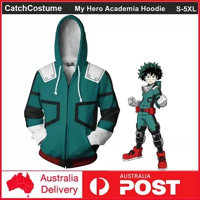 Buy Anime My Hero Academia Hoodie Jumper Izuku Midoriya Cosplay Sweatshirt Jacket • 20.23£